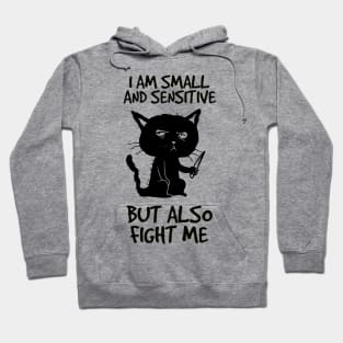 I am small and sensitive but also fight me - Funny Cat Design Hoodie